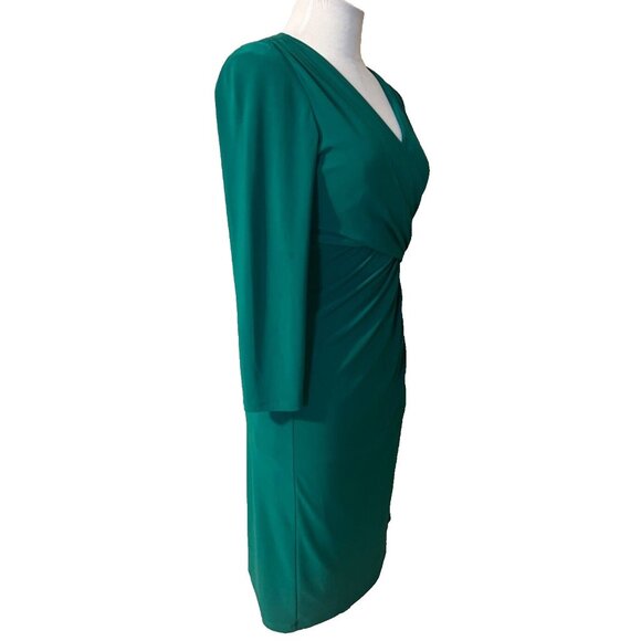 Ralph Lauren Dress 4 Green 3/4 Long Sleeve Stretch Washable Career Church - Picture 5 of 14